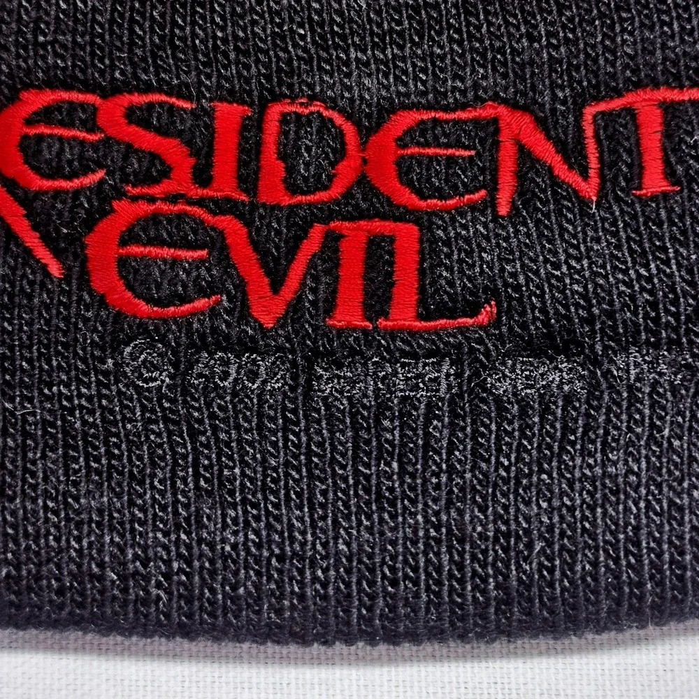 Resident Evil Beanie Hat Vintage 2002 Promo‎ Black Embroidered Logo Horror Knit